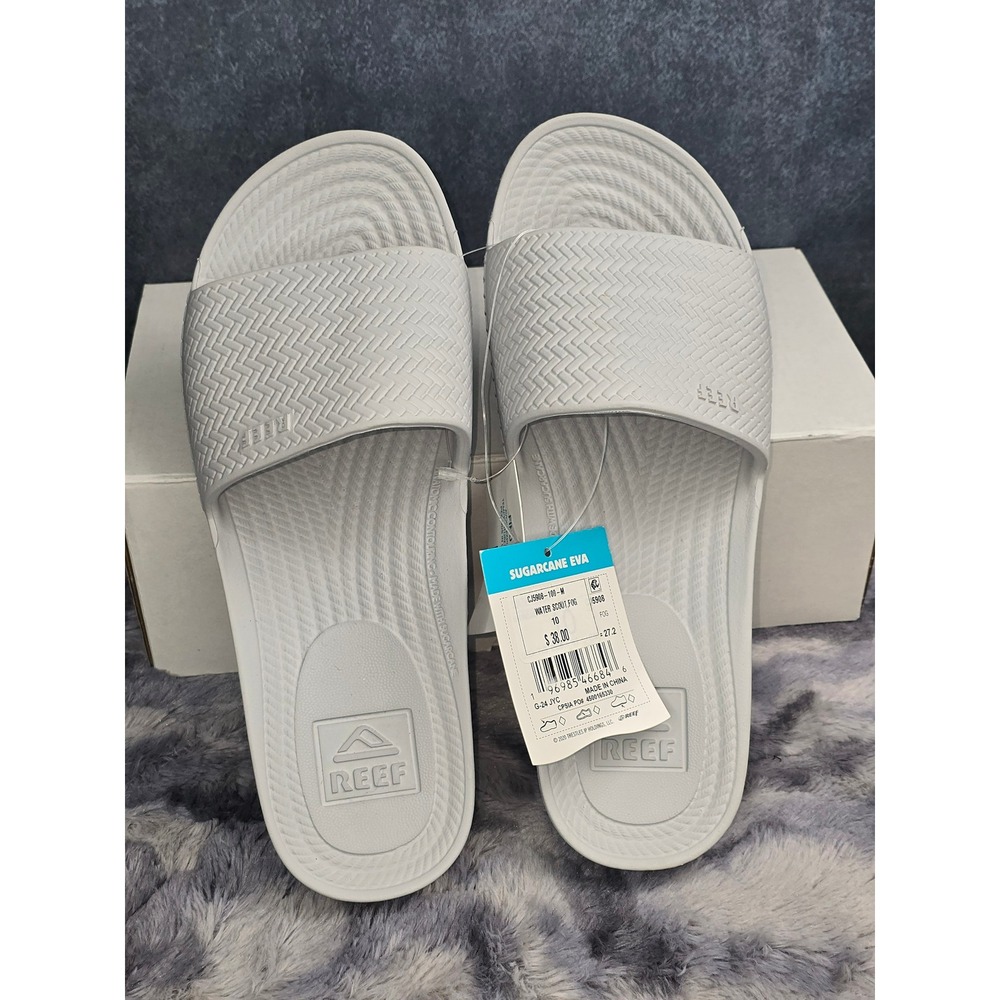 NWT Reef Water Scout Slide Fog Grey Sugarcane EVA Sandals Womens 10